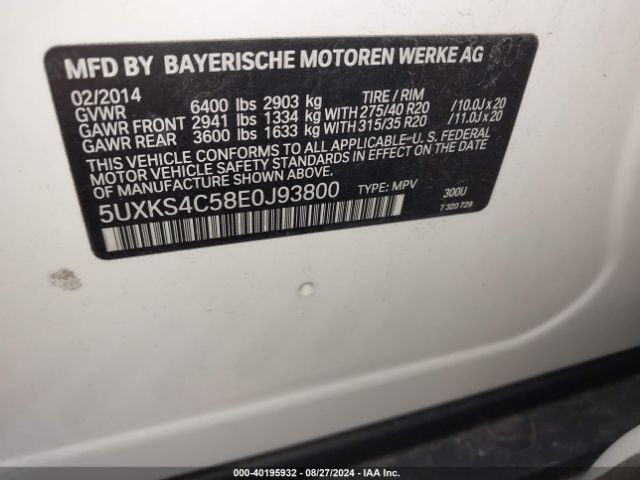 2014 BMW X5 5UXKS4C58E0J93800 Photo 8