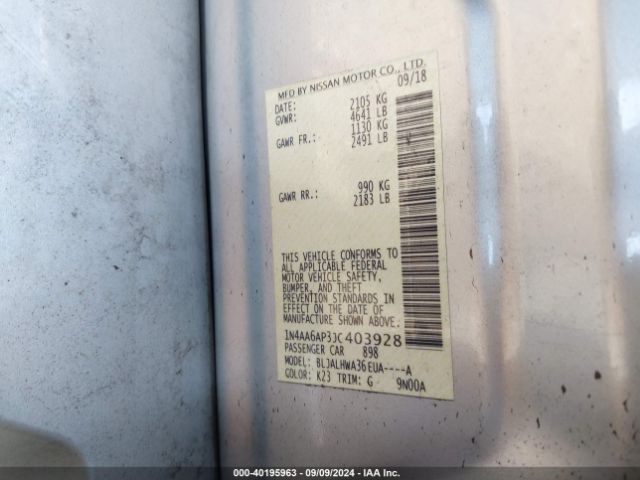 1N4AA6AP3JC403928 Nissan Maxima 3.5 Platinum