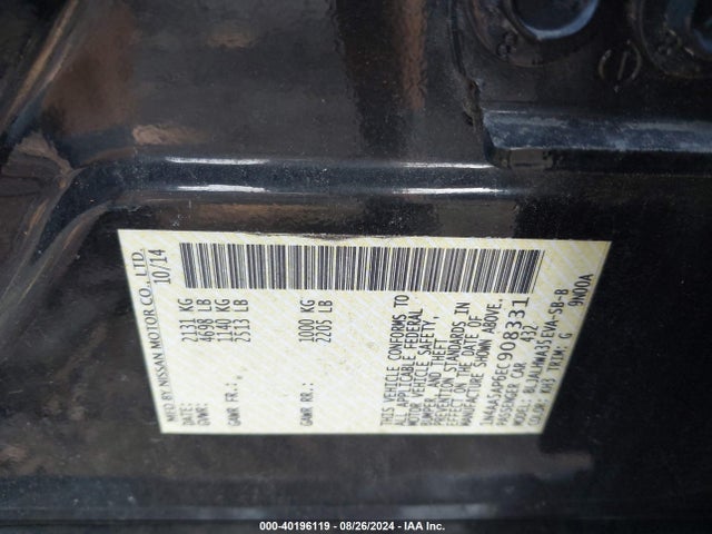 Nissan Maxima 3.5 Sv 2014 1N4AA5AP6EC908331 Image 9