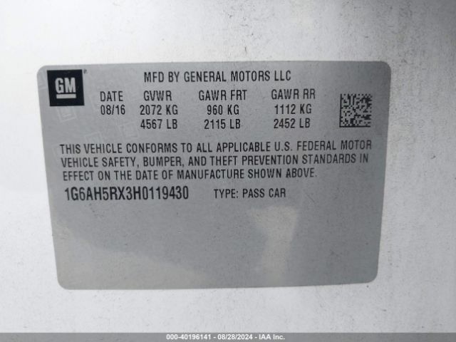 1G6AH5RX3H0119430 Cadillac ATS LUXURY