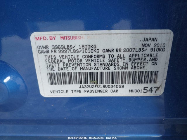 2011 MITSUBISHI LANCER JA32U2FU1BU024059 Photo 8