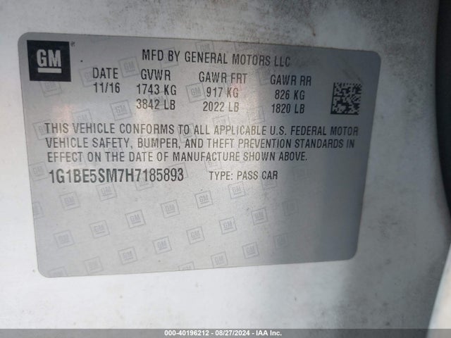 Chevrolet Cruze Lt Auto 2017 1G1BE5SM7H7185893 Image 9