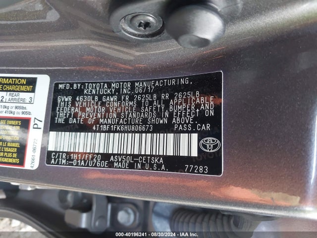 Toyota CAMRY SE 2017 4T1BF1FK6HU806673 Image 9