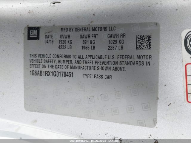 1G6AB1RX1G0170451 Cadillac Ats Luxury Collection