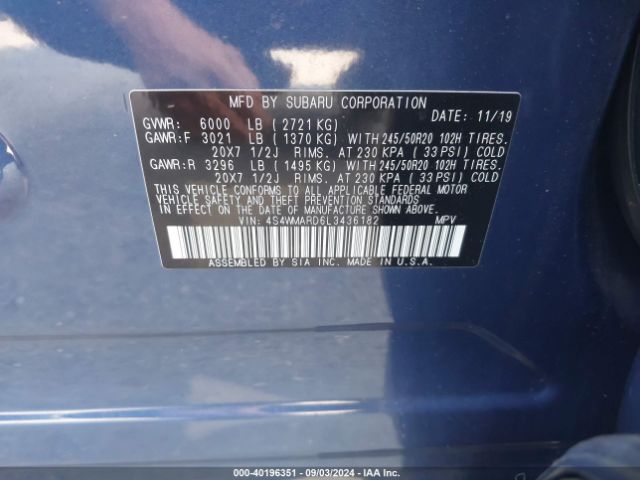 4S4WMARD6L3436182 Subaru Ascent Touring