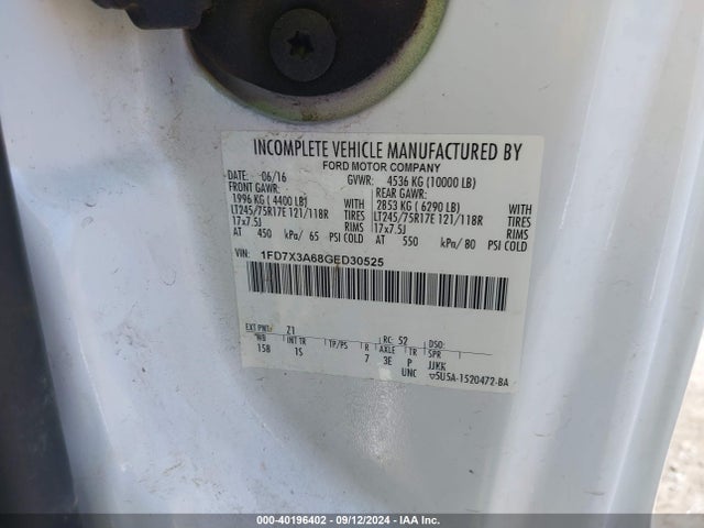 Ford F-350 Xl 2016 1FD7X3A68GED30525 Image 9