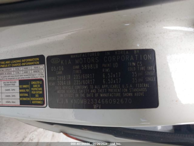 2006 KIA SEDONA KNDMB233466092670 Photo 8