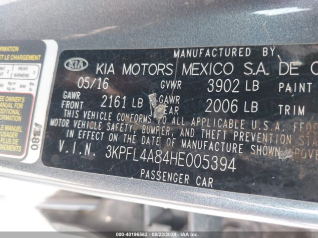 3KPFL4A84HE005394 KIA FORTE EX
