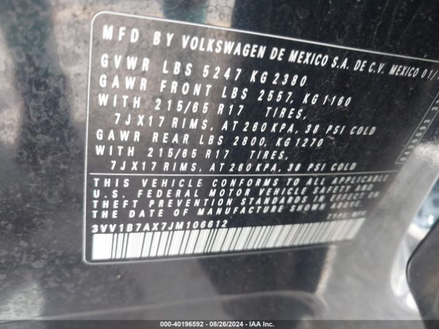 3VV1B7AX7JM106612 Volkswagen Tiguan 2.0t S
