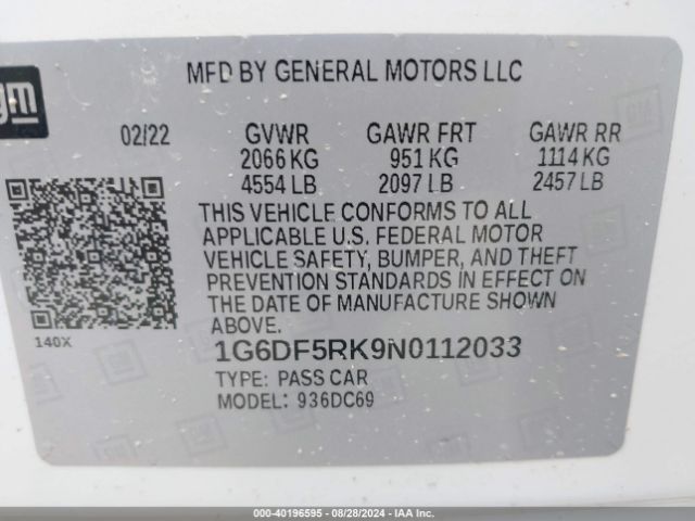 1G6DF5RK9N0112033 Cadillac Ct4 Premium Luxury