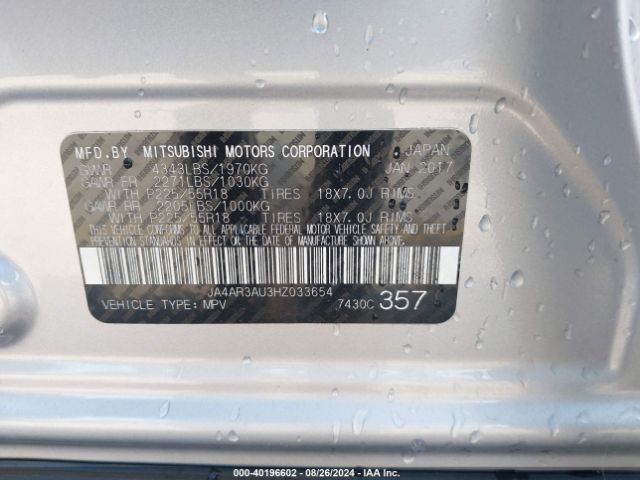 JA4AR3AU3HZ033654 Mitsubishi Outlander Sport 2.0 Le