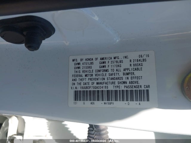 19UUB3F75GA004195 Acura Tlx V6 Advance