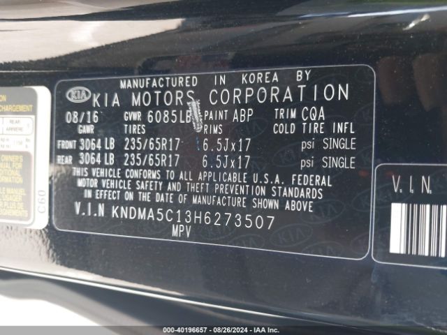 KNDMA5C13H6273507 KIA Sedona L
