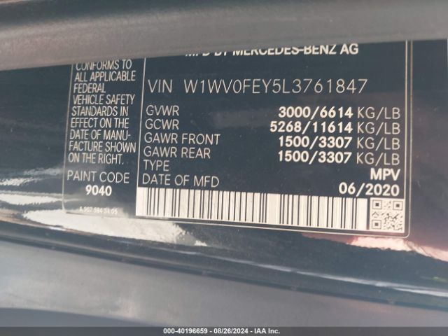 W1WV0FEY5L3761847 Mercedes-Benz Metris