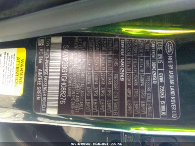SALVP2BG1GH088276 Land Rover Range Rover Evoque Se/se Premium