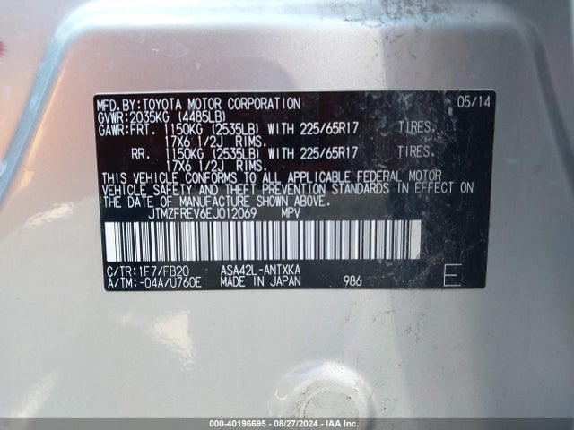 Toyota RAV4 LE 2014 JTMZFREV6EJ012069 Image 9