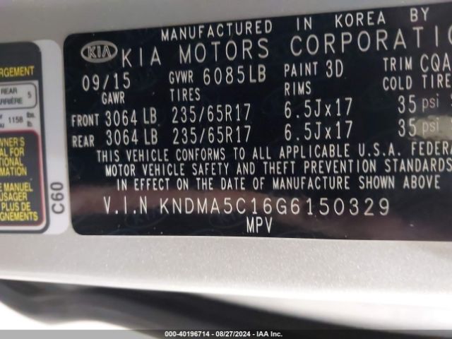 KNDMA5C16G6150329 KIA Sedona L