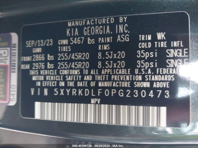 5XYRKDLF0PG230473 KIA Sorento X-line Sx Prestige