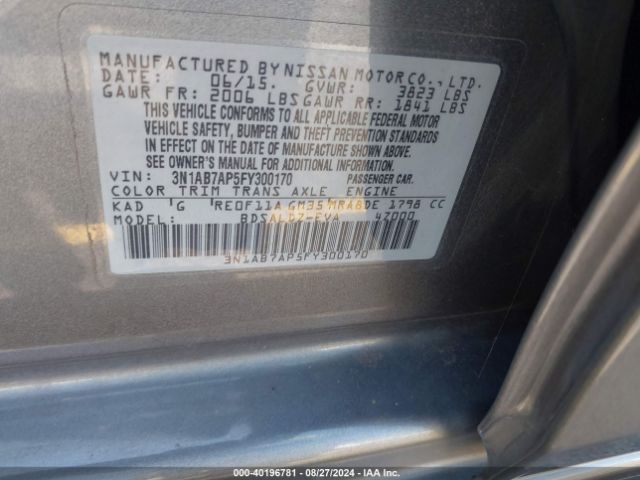 3N1AB7AP5FY300170 Nissan SENTRA SV