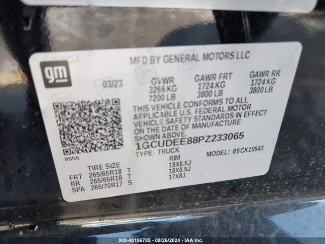 1GCUDEE88PZ233065 Chevrolet Silverado 1500 4wd  Short Bed Rst