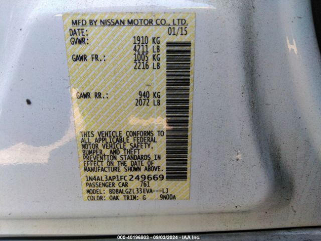 1N4AL3AP1FC249669 Nissan Altima 2.5 S