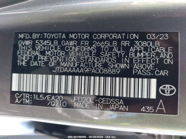 JTDAAAAA9PA008889 Toyota Mirai Xle