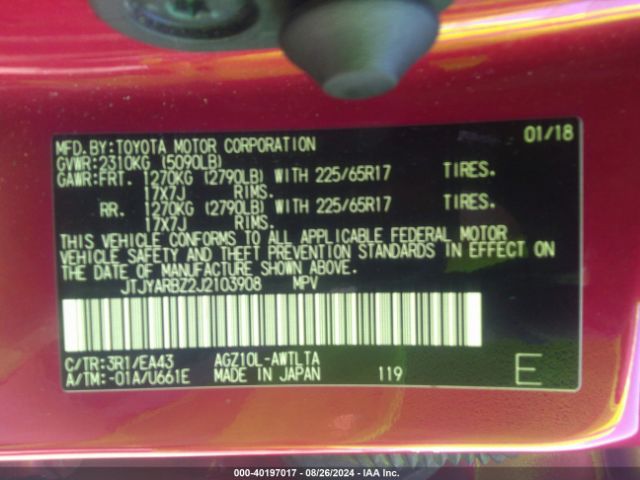 JTJYARBZ2J2103908 Lexus NX 300