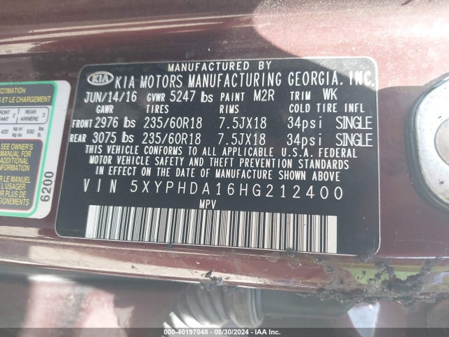 KIA Sorento 2.0t Ex 2017 5XYPHDA16HG212400 Image 9