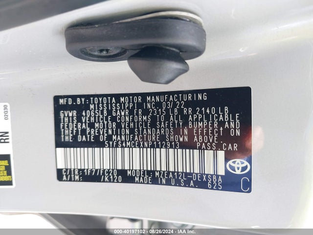 Toyota Corolla Se Nightshade Edition 2022 5YFS4MCEXNP112913 Image 9