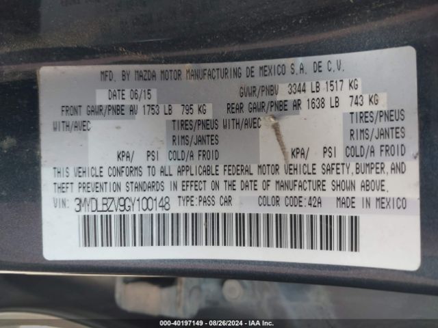 3MYDLBZV9GY100148 Scion IA