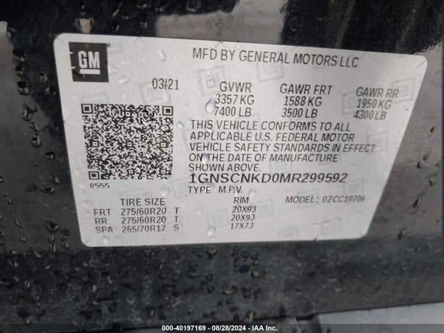 Chevrolet Tahoe 2wd Lt 2021 1GNSCNKD0MR299592 Image 9