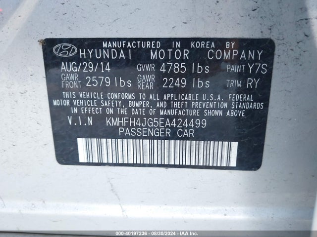 Hyundai Azera Limited 2014 KMHFH4JG5EA424499 Image 9