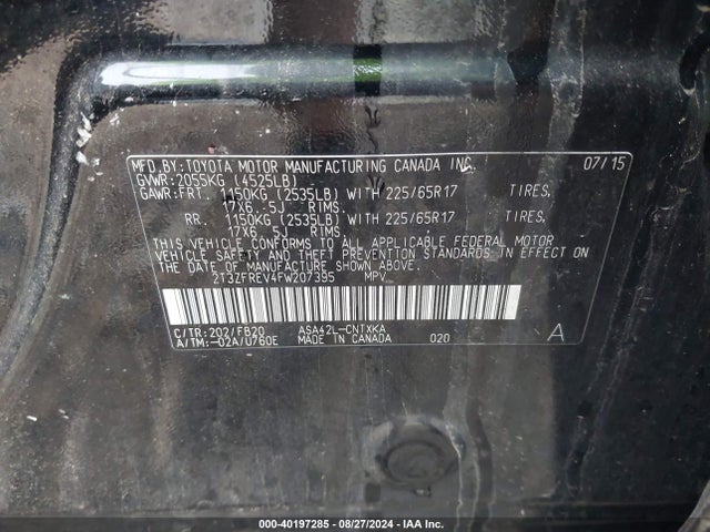 Toyota RAV4 LE 2015 2T3ZFREV4FW207395 Image 9