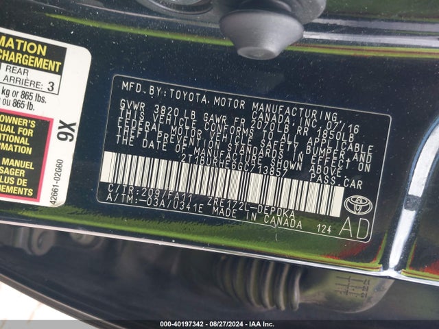 Toyota COROLLA L 2016 2T1BURHE6GC713857 Image 9
