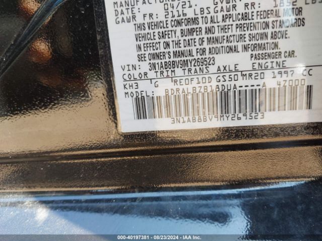 3N1AB8BV9MY269523 Nissan Sentra S Xtronic Cvt