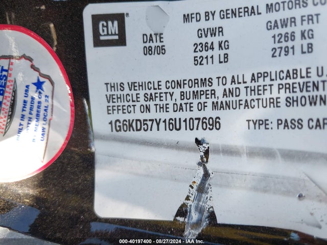 2006 CADILLAC DTS 1G6KD57Y16U107696 Photo 8