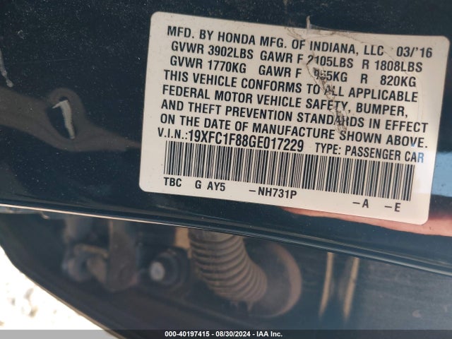 Honda Civic Ex-l 2016 19XFC1F88GE017229 Image 9