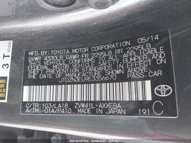 JTDZN3EU9E3356670 Toyota Prius V Five