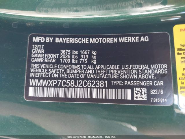 WMWXP7C58J2C62381 Mini Hardtop Cooper S