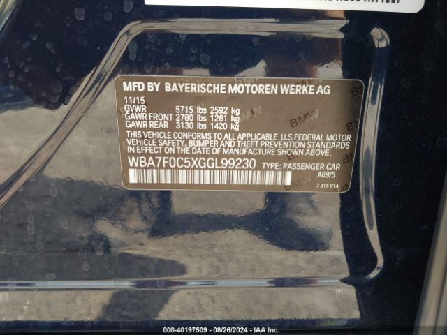 WBA7F0C5XGGL99230 BMW 750i