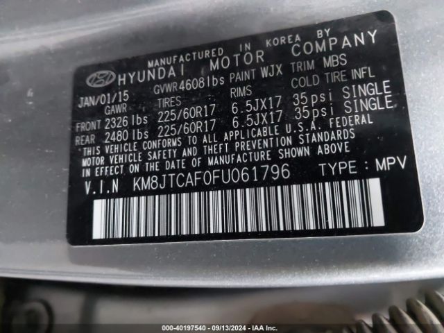 KM8JTCAF0FU061796 Hyundai TUCSON GLS