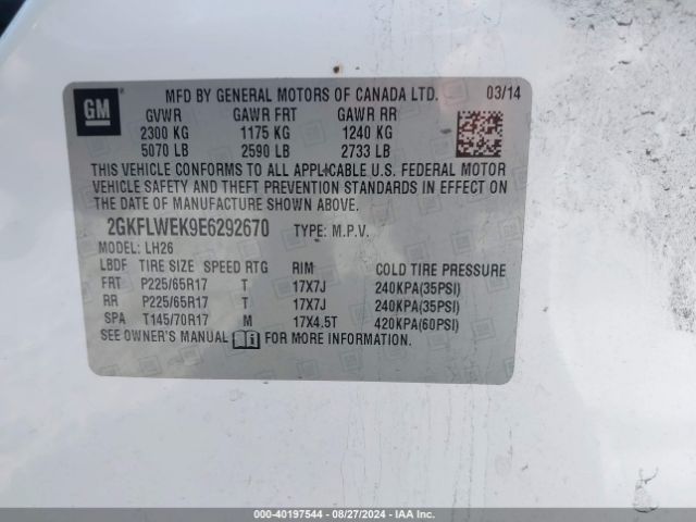 2GKFLWEK9E6292670 GMC Terrain Sle-2