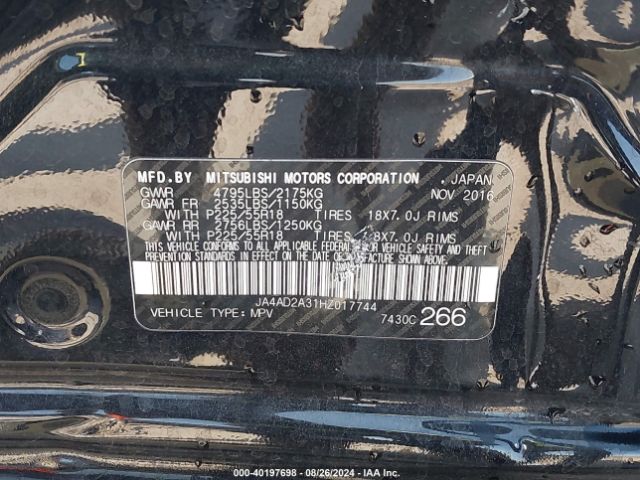 JA4AD2A31HZ017744 Mitsubishi Outlander Es