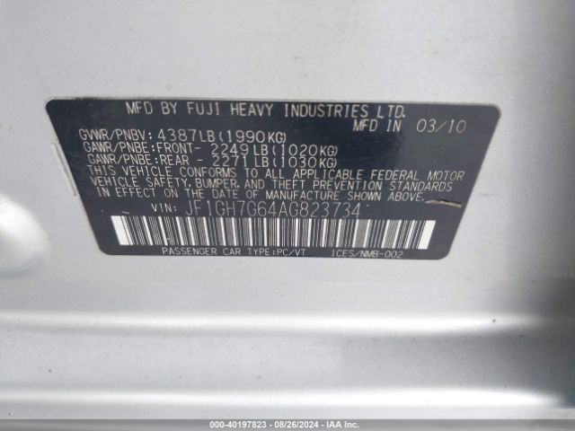 2010 SUBARU IMPREZA JF1GH7G64AG823734 Photo 8
