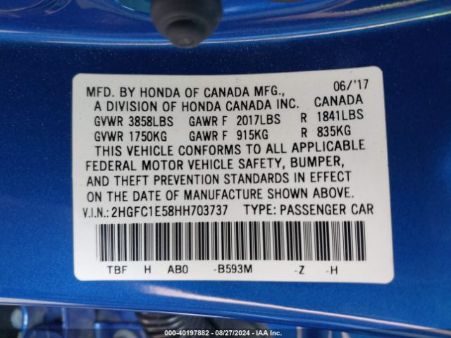 2HGFC1E58HH703737 Honda CIVIC SI