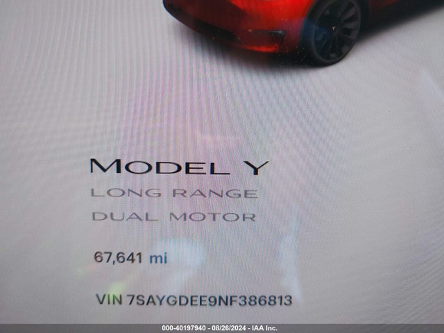 2022 TESLA MODEL Y 7SAYGDEE9NF386813 Photo 6