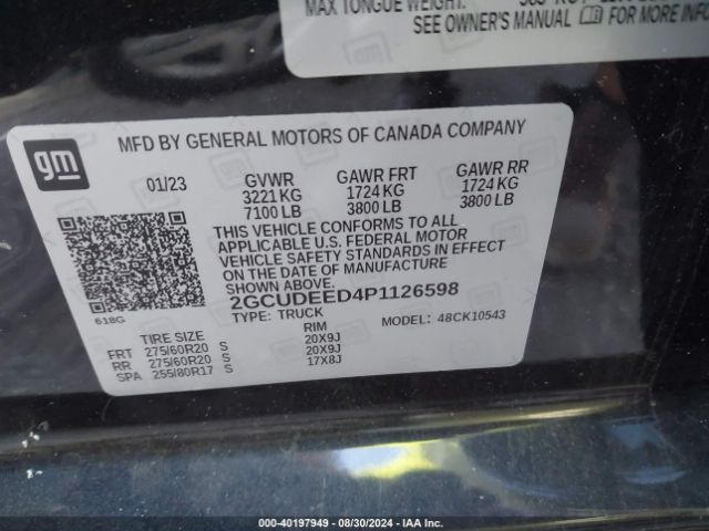 2GCUDEED4P1126598 Chevrolet Silverado 1500 4wd  Short Bed Rst