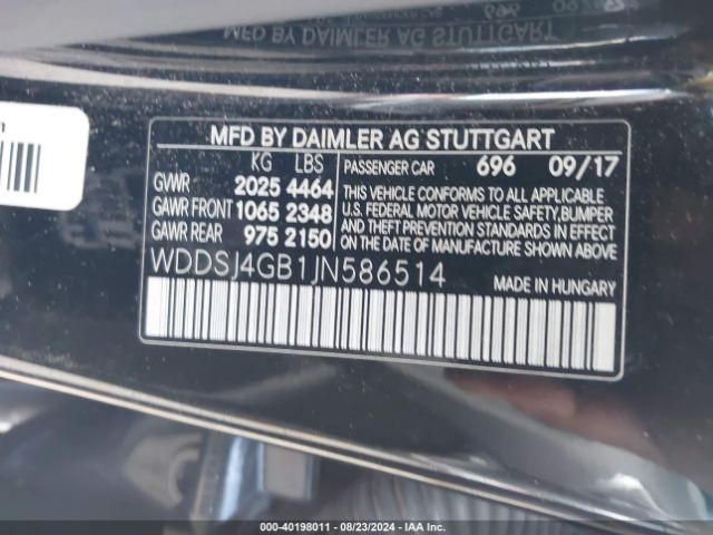 WDDSJ4GB1JN586514 Mercedes-Benz CLA 250 4MATIC