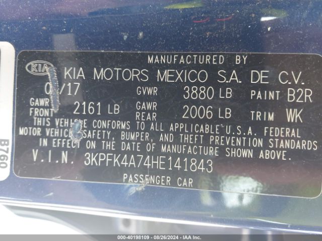 3KPFK4A74HE141843 KIA FORTE LX
