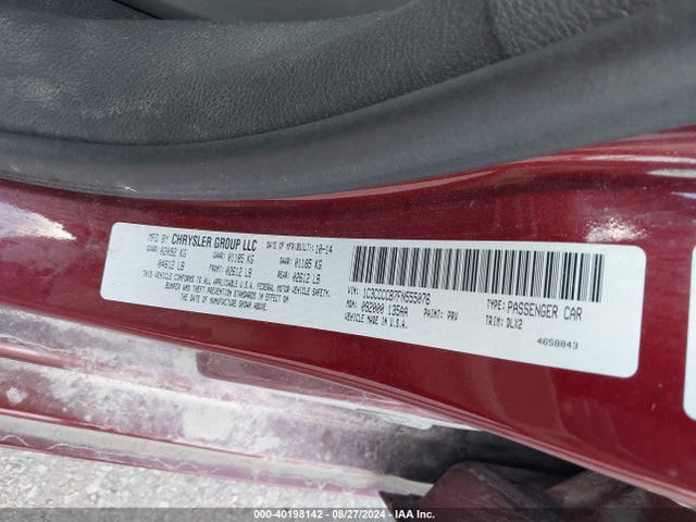 Chrysler 200 C 2015 1C3CCCCB7FN555076 Image 9